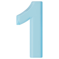 3D Blue Glass Number 1 Icon
