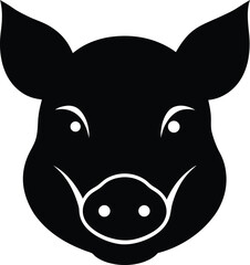 pig head silhouette vector illustration on white background 	
