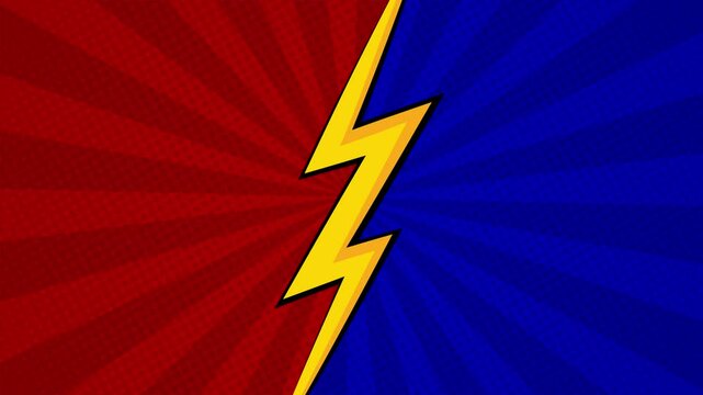 Cartoon comic background with abstract pop style animation versus battle game play illustration