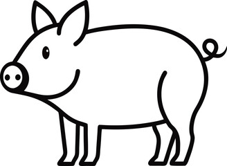 pig outline vector illustration on white background
