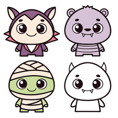 Fototapeta premium Vibrant and colorful halloween illustration isolated on white background