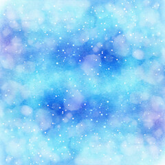 水色の水彩の玉ボケ背景