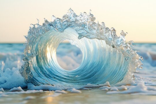 Ocean wave in a translucent spiral shape