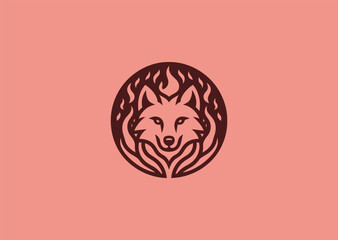 Flaming wolf logo for fierce, bold, or fantasy-themed branding.