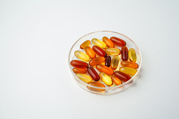 Vitamins capsules, fish oil, soft gels, supplements, omega 3, omega 9, vitamin D, vitamin E