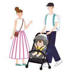 家族でお出かけ＊イラスト＊FamilyIllust