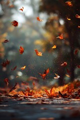 Falling Autumn Leaf in Forest