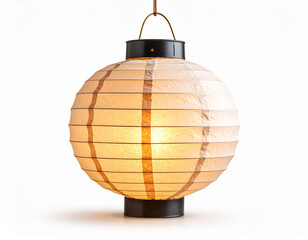 Obraz premium Elegant Paper Lantern: Isolated Chinese Festival Lamp, White Background for Cultural Celebrations & Decorative Light Element