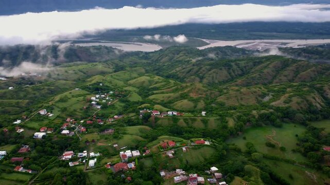 aerial view of tonusco and cauca river in Santa fe de Antioquia.