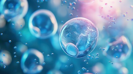 A blue and pink bubble with a blue background.
