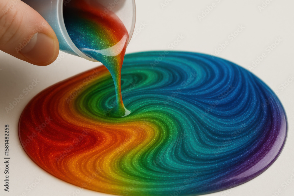 Poster vibrant resin swirl in motion creates mesmerizing display of colors, blending seamlessly from red to