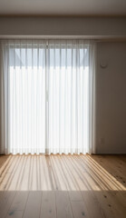 empty room with window and curtains