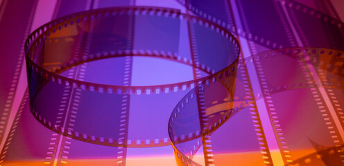 multicolor cinematic background banner with film strip