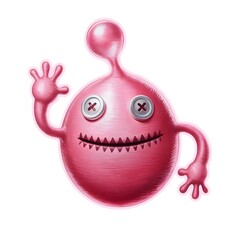 Detailed Digital Watercolor of Squishy Bubblegum Ghost with Bubble on Head and Soft Glowing Outline