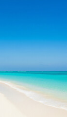 Obraz premium Tropical beach with white sand and turquoise sea under endless blue sky