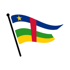 National flag of Central African Republic. Central African Republic flag computer digital vector illustration icon design. Fluttering flagpole flag.
