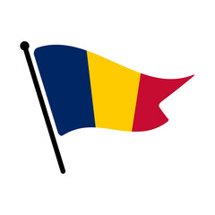 National flag of Chad. Chad flag computer digital vector illustration icon design. Fluttering flagpole flag.