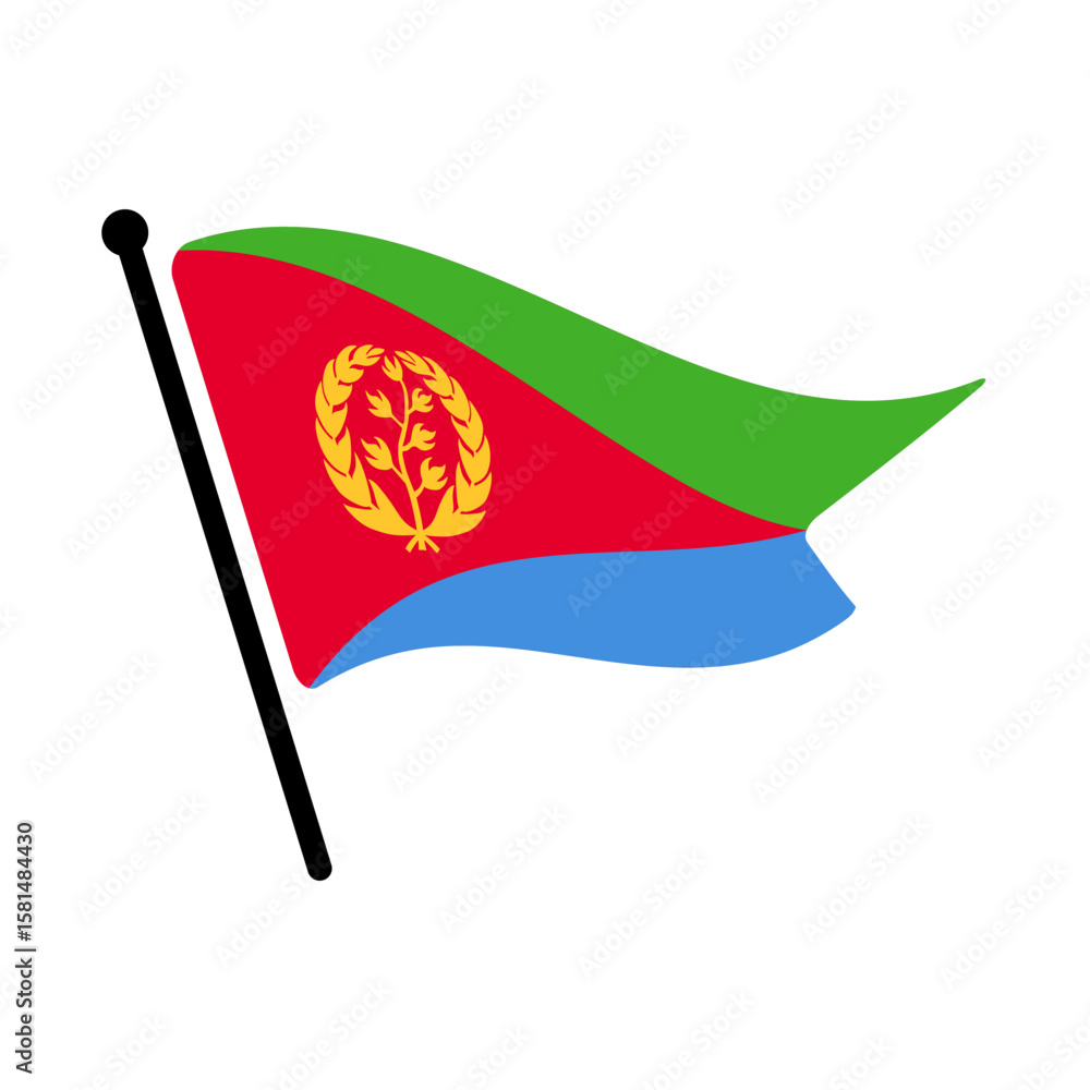Poster national flag of eritrea. eritrea flag computer digital vector illustration icon design. fluttering 