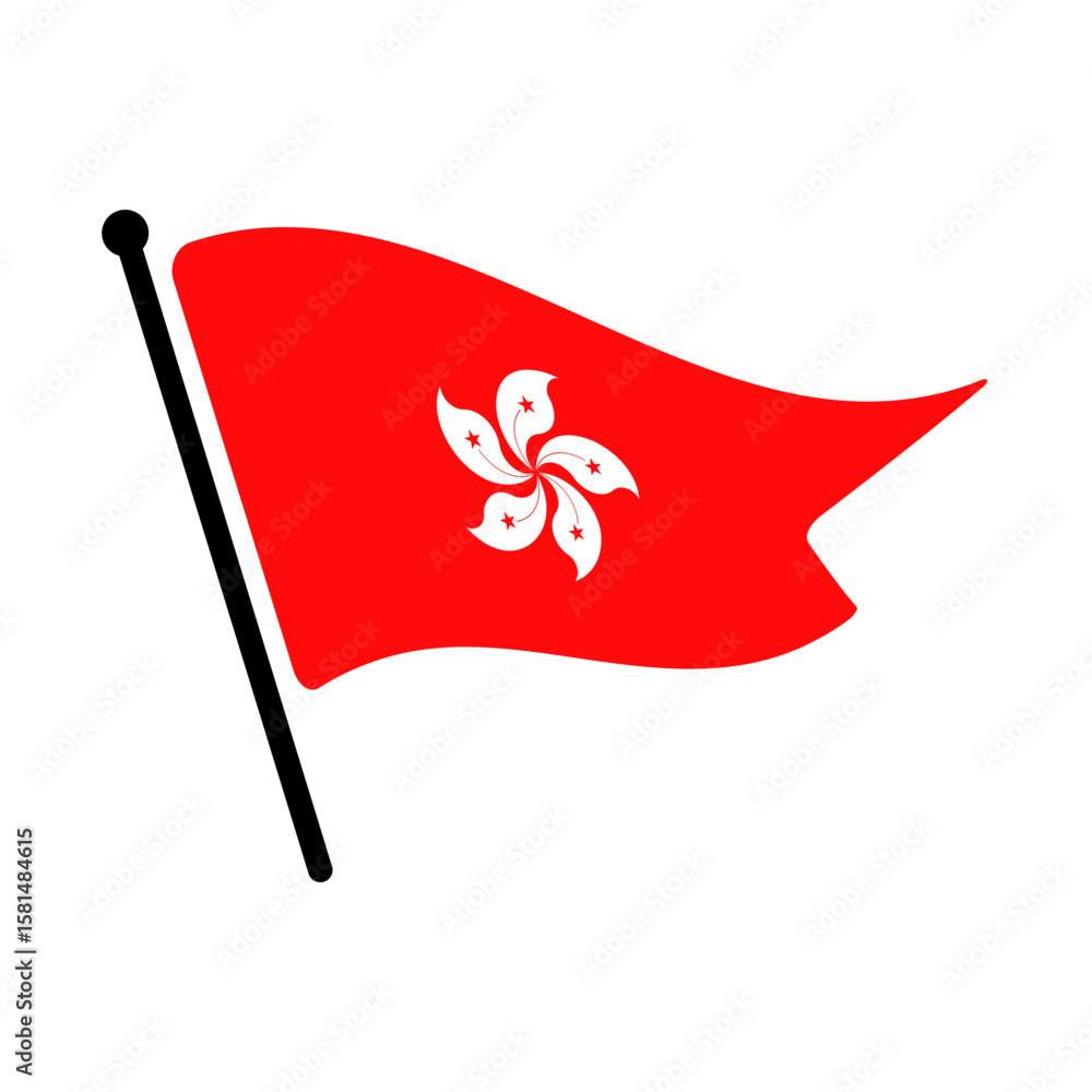Poster flag of hong kong. hong kong flag computer digital vector illustration icon design. fluttering flagp