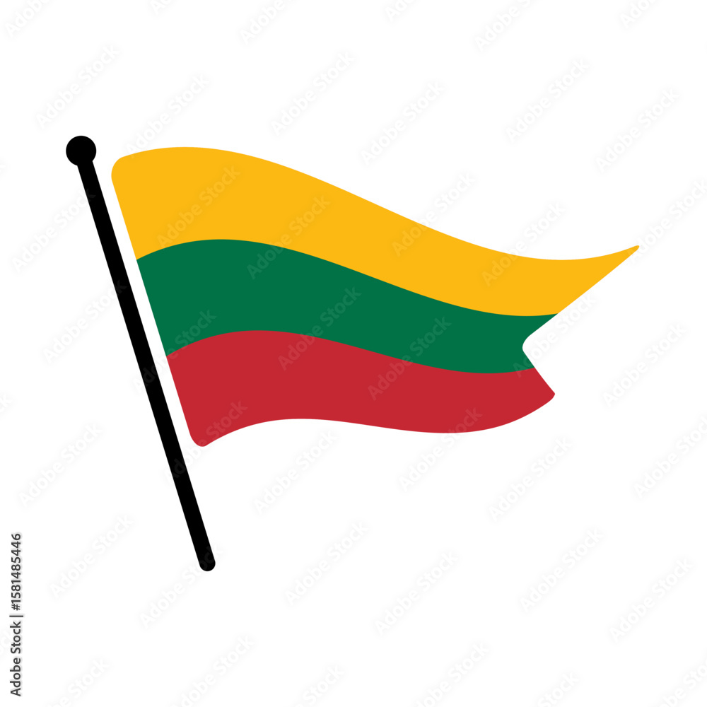 Poster national flag of lithuania. lithuania flag computer digital vector illustration icon design. flutter
