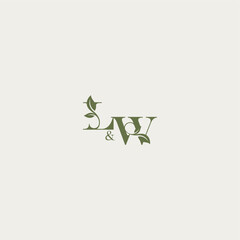bold initial concept luxury wedding monogram design LW organic leaf logo letter