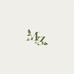 bold initial concept luxury wedding monogram design MZ organic leaf logo letter