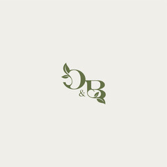 bold initial concept luxury wedding monogram design OB organic leaf logo letter