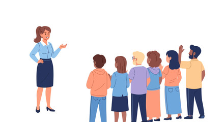 Obraz premium Smiling Businesswoman Addressing Attentive Diverse Group.