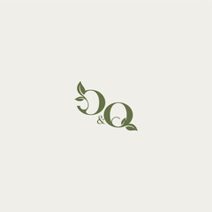 bold initial concept luxury wedding monogram design OQ organic leaf logo letter