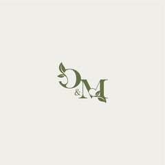 bold initial concept luxury wedding monogram design OM organic leaf logo letter
