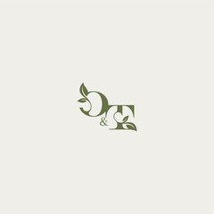 bold initial concept luxury wedding monogram design OT organic leaf logo letter