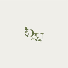 bold initial concept luxury wedding monogram design OU organic leaf logo letter