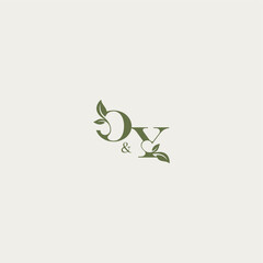 bold initial concept luxury wedding monogram design OY organic leaf logo letter