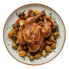 Roast Chicken with Potatoes and Vegetables – Delicious Baked Meal on Plate