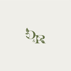 bold initial concept luxury wedding monogram design OR organic leaf logo letter