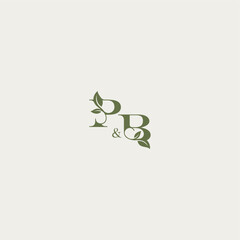 bold initial concept luxury wedding monogram design PB organic leaf logo letter