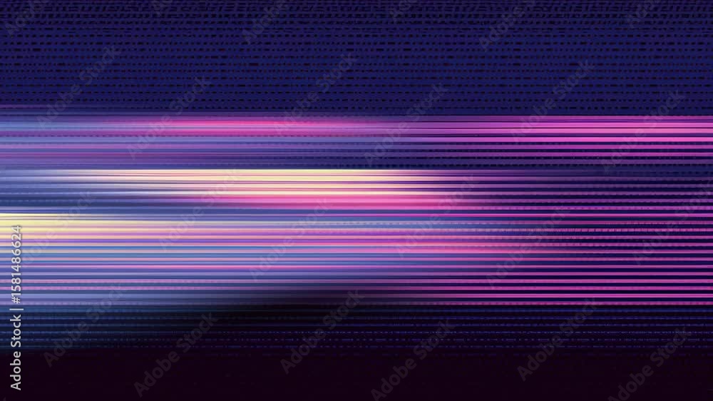 Poster abstract neon grid lines with sine wave shapes moving horizontally against a dark background, signal
