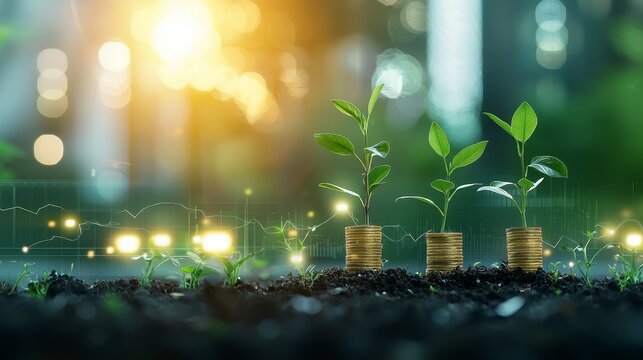 Investment in sustainable growth planting seeds of prosperity in nature's embrace