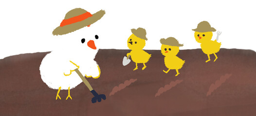 畑仕事、種まき © Dot&Link