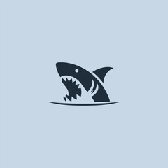 Shark bite logo in fierce and dynamic silhouette illustration.