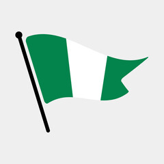 National flag of Nigeria.  Nigeria flag computer digital vector illustration icon design.  Fluttering flagpole flag.