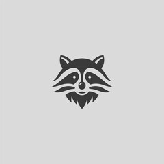 Raccoon head logo in clean and simple silhouette design.