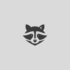 Raccoon head logo in clean and simple silhouette design.