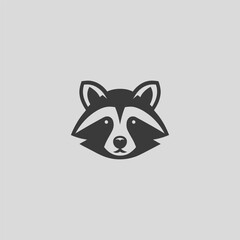 Raccoon head logo in clean and simple silhouette design.
