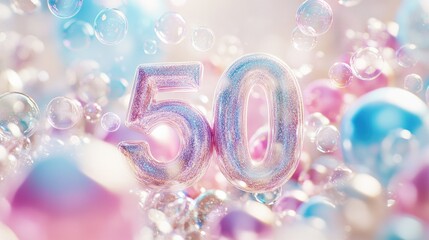 Colorful 50th Birthday Celebration Bubbles