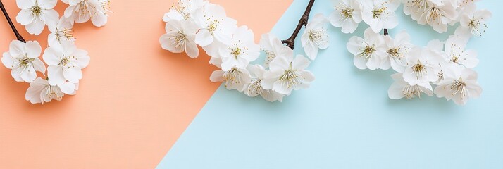 Delicate spring blossoms on a pastel backdrop