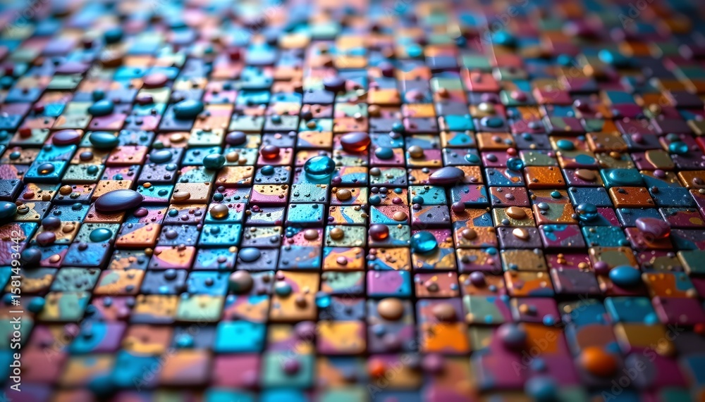 Poster the image shows a close up view of a surface that appears to be made up of numerous small tiles, res