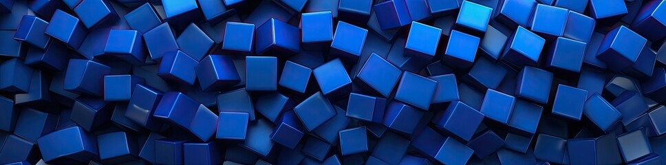 Obraz premium A dense collection of clustered, glossy, blue cubes
