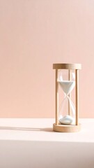 One small hourglass in pastel scene with time symbolism
