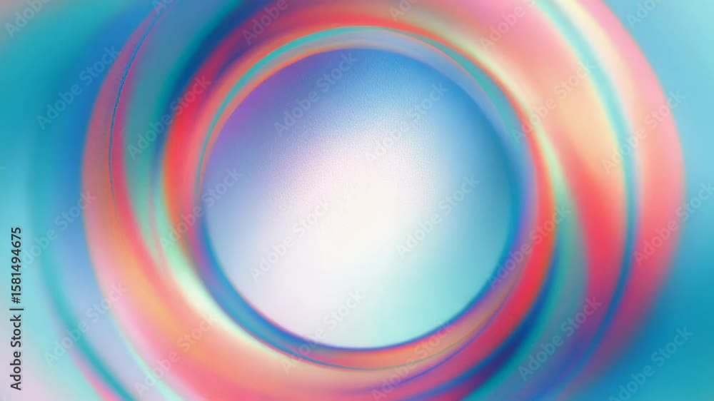Poster abstract vortex tunnel with smooth colorful rings, moving fluid light waves creating an eye-like por